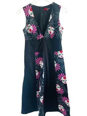 Hell Bunny Skull Black Flared Dress